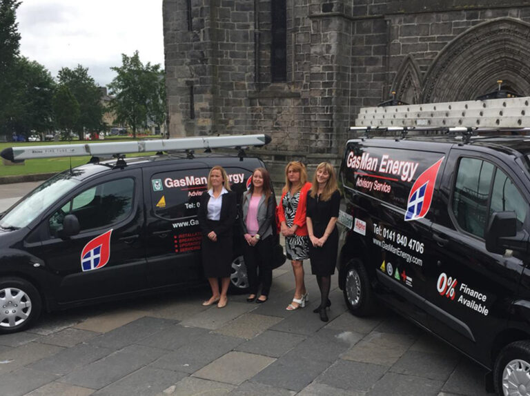 The GasMan Energy Admin team in 2014 pictured at the Paisley Abbey.
